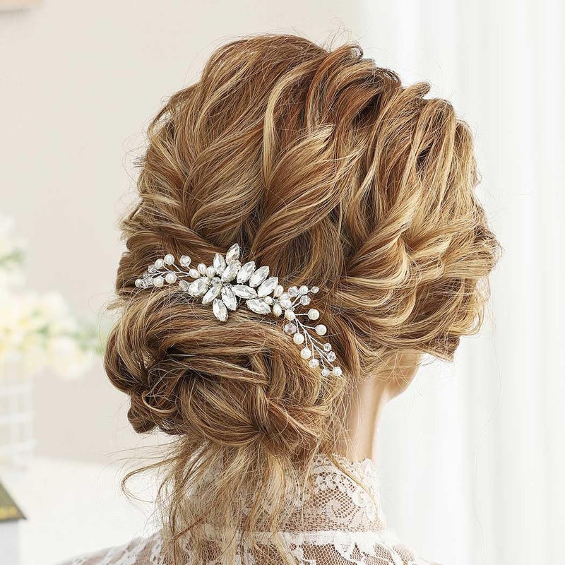 GORAIS Wedding Hair Comb Rhinestones Bridal Hair Accessories Pearl Hair Pieces for Brides - Image 4